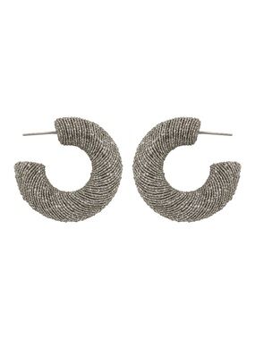 Panacea Wrapped Hoop Earrings - Silver